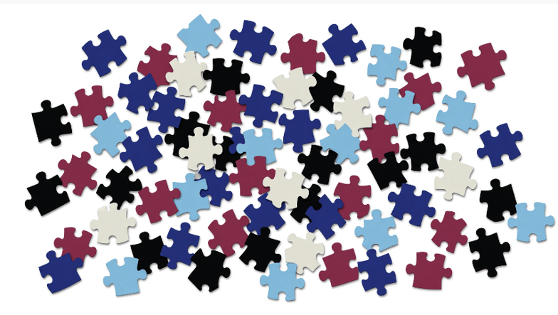 scattered, misfit puzzle pieces
